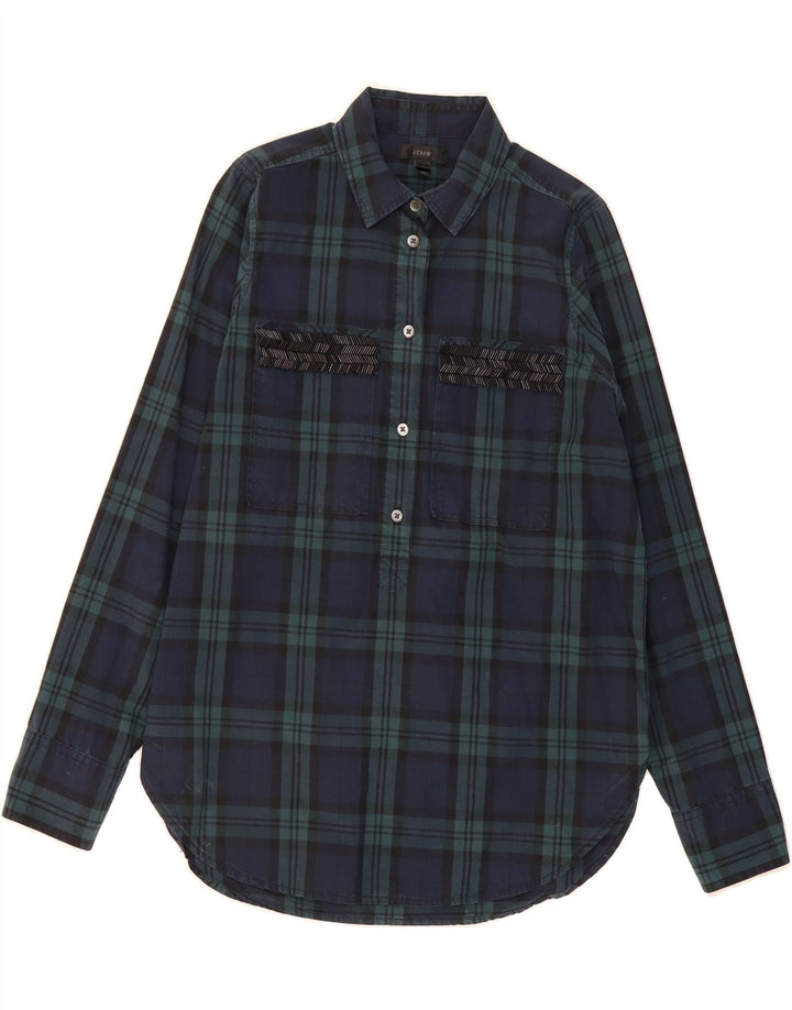 J. CREW Womens Oversized Pullover Shirt US 2 XS Navy Blue Check Cotton Vintage J. Crew and Second-Hand J. Crew from Messina Hembry 
