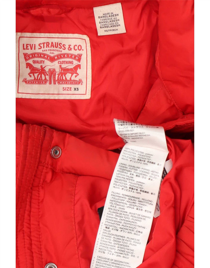 Damska, oversize'owa ocieplana kurtka Levi's UK 6 XS, czerwona, poliestrowa