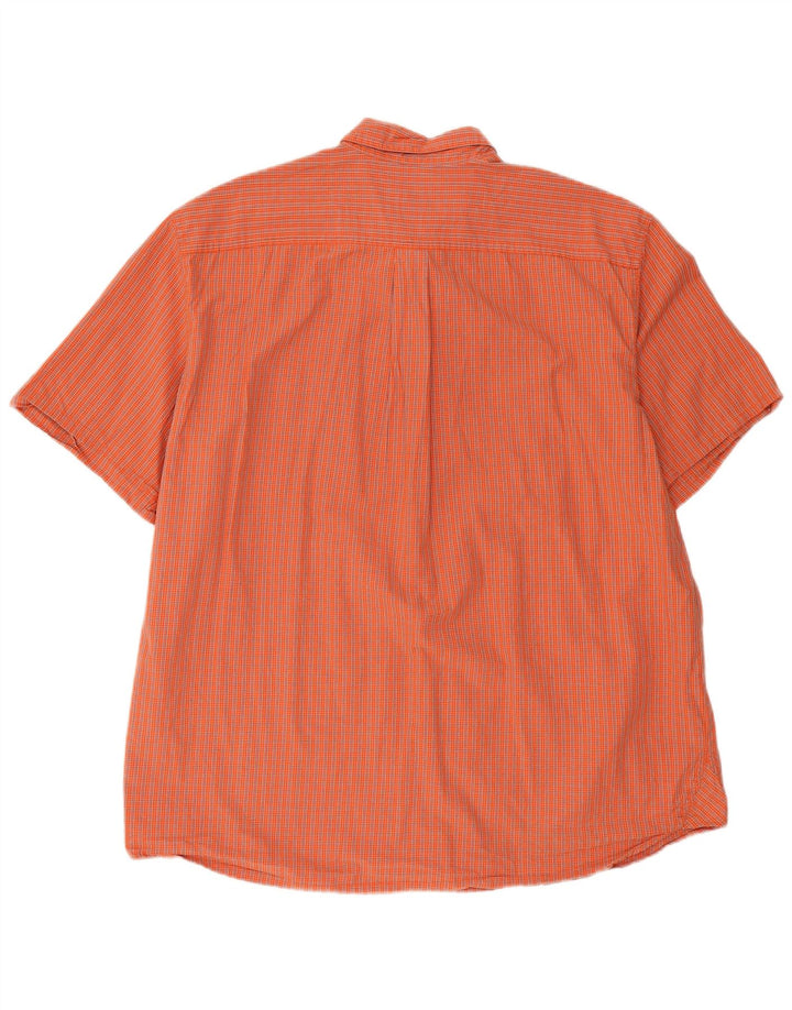 Koszula męska z krótkim rękawem EDDIE BAUER XL, bawełniana w pomarańczową kratkę