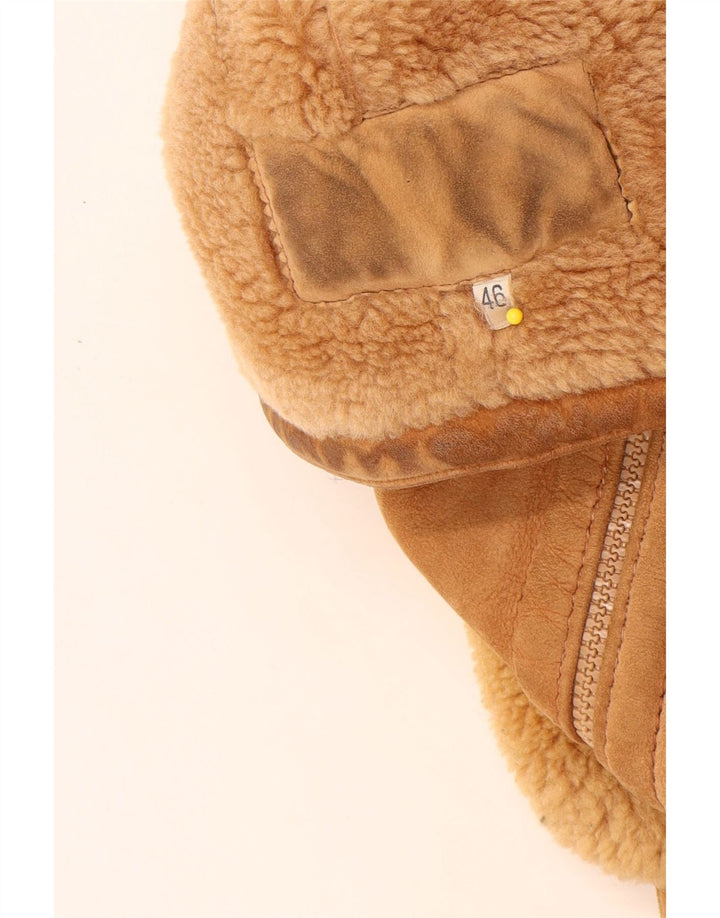 Vintage damska kurtka shearling IT 46 duża beżowa skóra