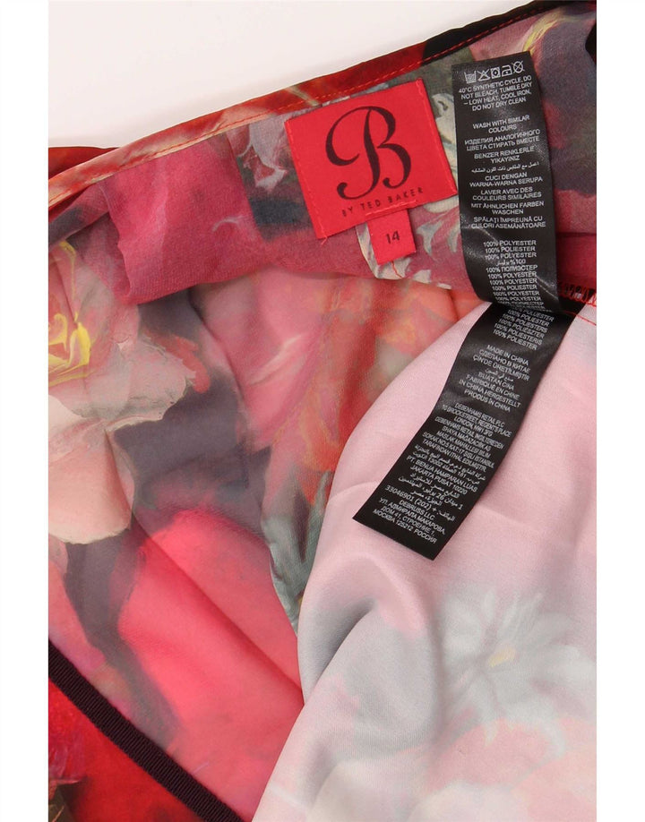Bluzka damska Ted Baker UK 14, duża, czerwona, z poliestru w kwiaty