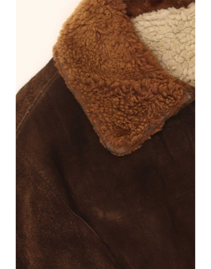 Vintage męska kurtka bomber Sherpa Suede UK 36 Small Brown