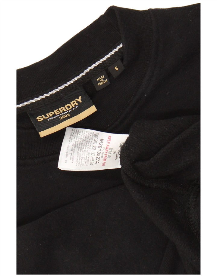 SUPERDRY Męski sweter z grafiką, mały, czarny, bawełniany