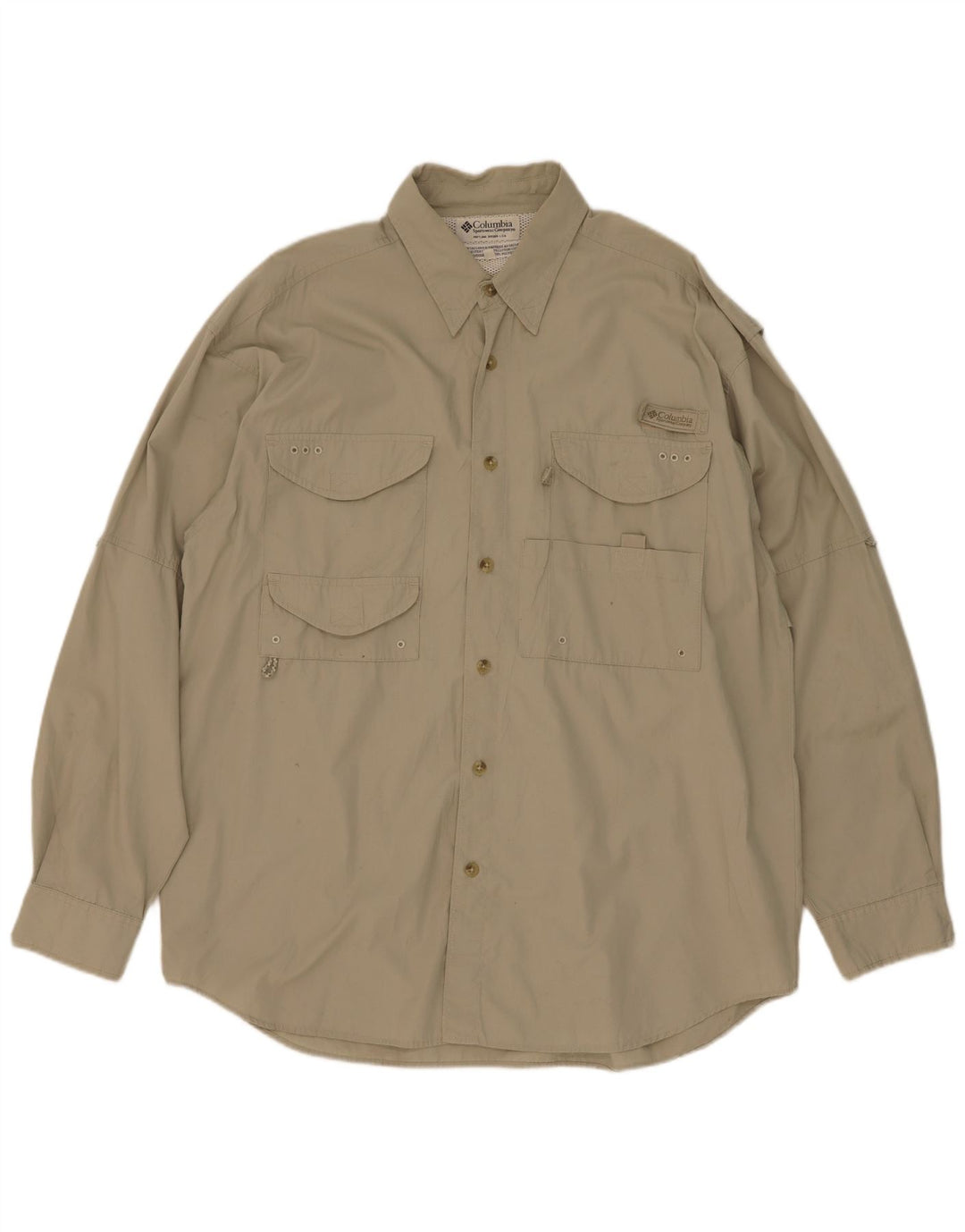 Koszula męska Columbia, bawełniana, średnia khaki