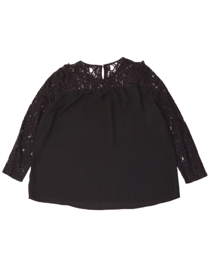 Marks & Spencer Damska bluzka oversize z długim rękawem, UK 16, duża, czarna