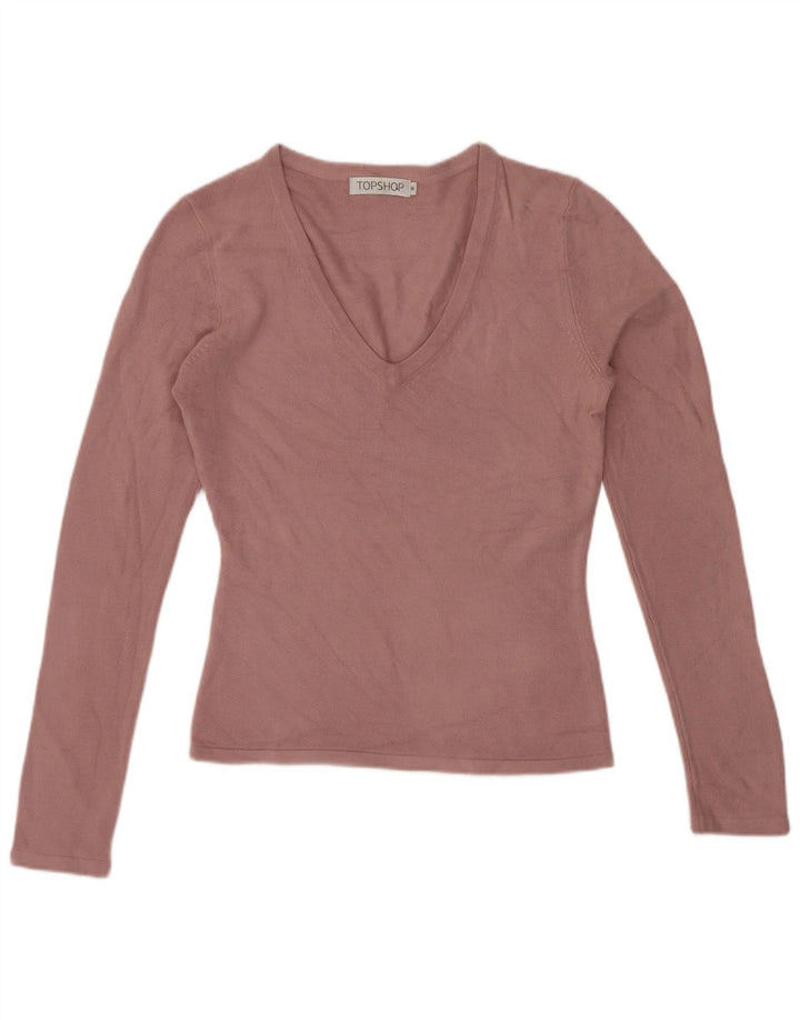 Topshop damski top z długim rękawem UK 8, mały, różowy, akrylowy