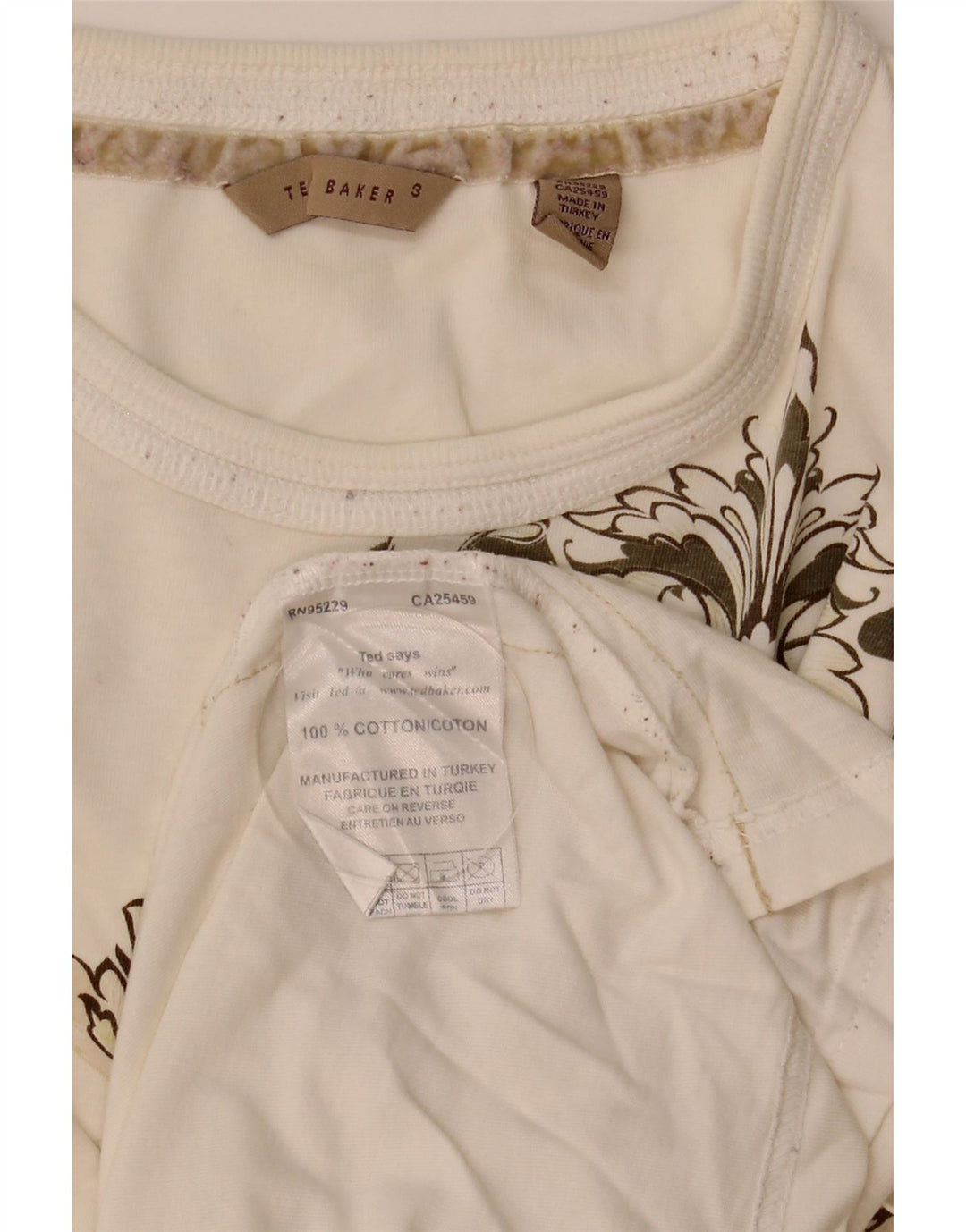 Męska koszulka z grafiką Ted Baker, rozmiar 3, średnia, biała, bawełniana