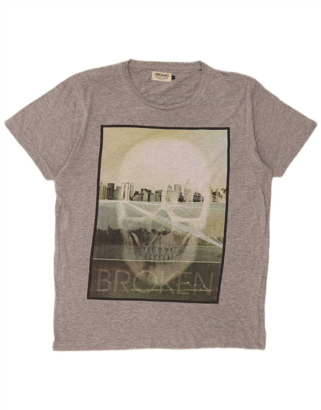 Męski T-shirt z grafiką Jack & Jones, duży, szary