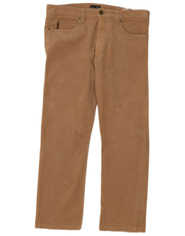 Męskie proste sztruksowe spodnie Armani Jeans W36 L28 Beżowa bawełna