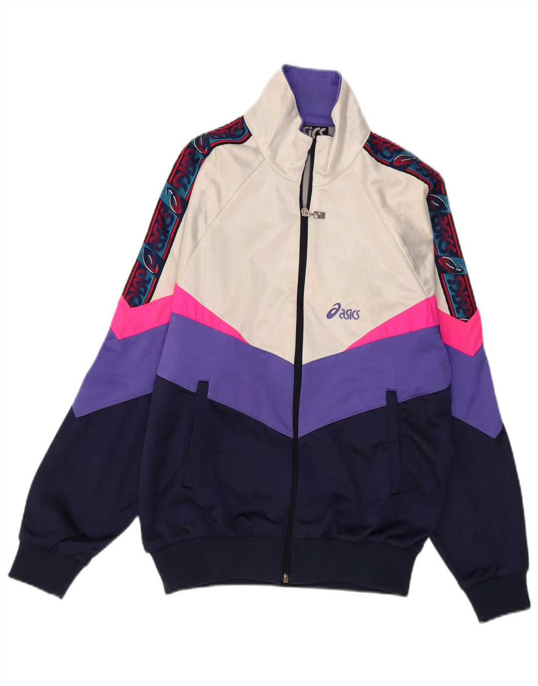 Damska kurtka dresowa ASICS IT 46, duża, granatowa, z blokami kolorów