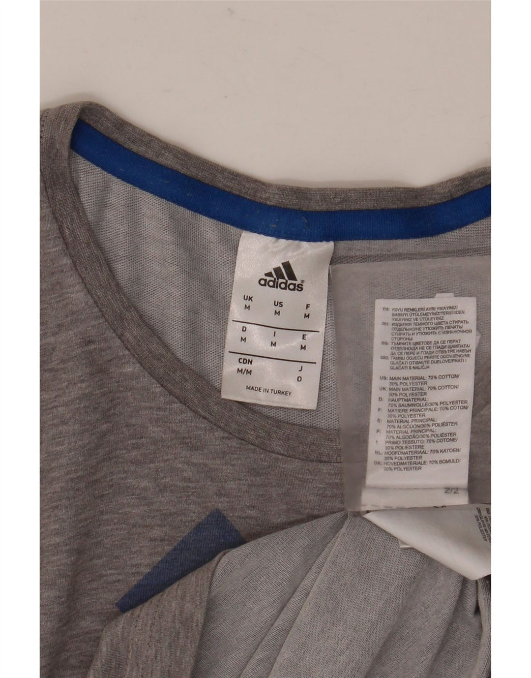 Męska koszulka z grafiką ADIDAS, średnia, szara, bawełniana nakrapiana