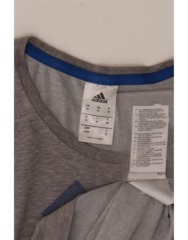 Męska koszulka z grafiką ADIDAS, średnia, szara, bawełniana nakrapiana