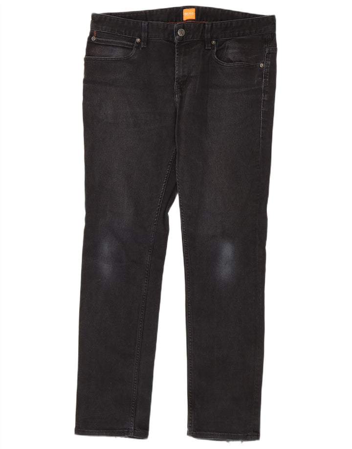 Męskie jeansy slim Hugo Boss W34 L32 Czarne bawełniane