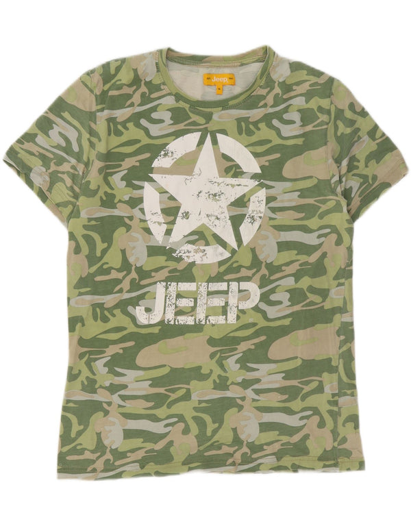 Męski T-shirt z grafiką Jeep XL, zielony, kamuflaż