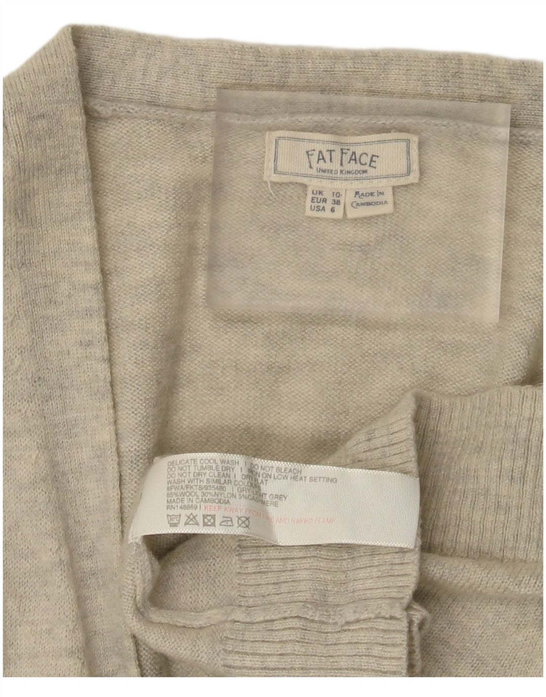 Sweter damski Fat Face Longline z otwartym kardiganem UK 10, mały, szary, nakrapiany
