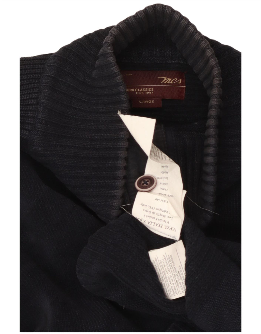 MARLBORO CLASSICS Męski sweter zapinany na guziki, duży, granatowy, bawełniany