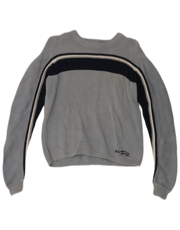 Zara Chłopięcy sweter z okrągłym dekoltem 9-10 lat, bawełniany, w niebieskie paski, retro