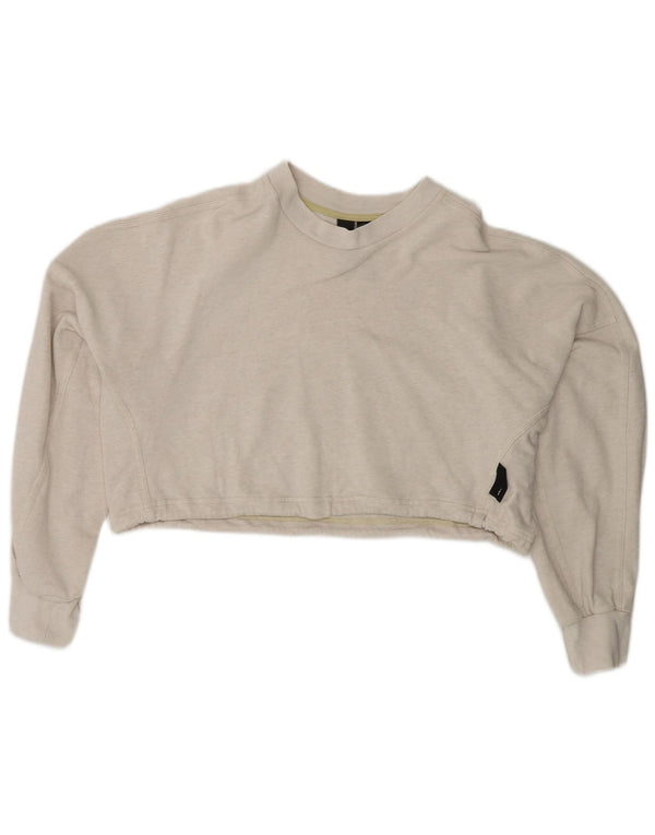 Damski sweter oversize ADIDAS Crop, UK 8/10, mały, szary, bawełniany