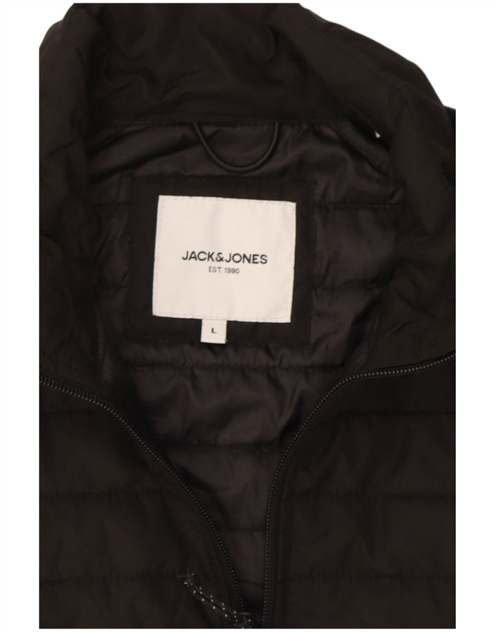 Męska wyściełana kamizelka Jack & Jones UK 40, duża, czarna, z blokami kolorów, poliester