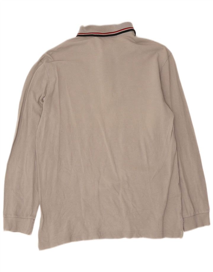 Męska koszulka polo z długim rękawem Fred Perry, średnioszara, bawełniana klasyczna