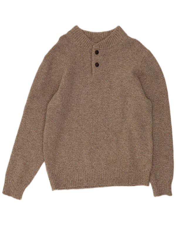 Męski sweter zapinany na guziki L.L.Bean Średniobrązowy nakrapiany owcza wełna