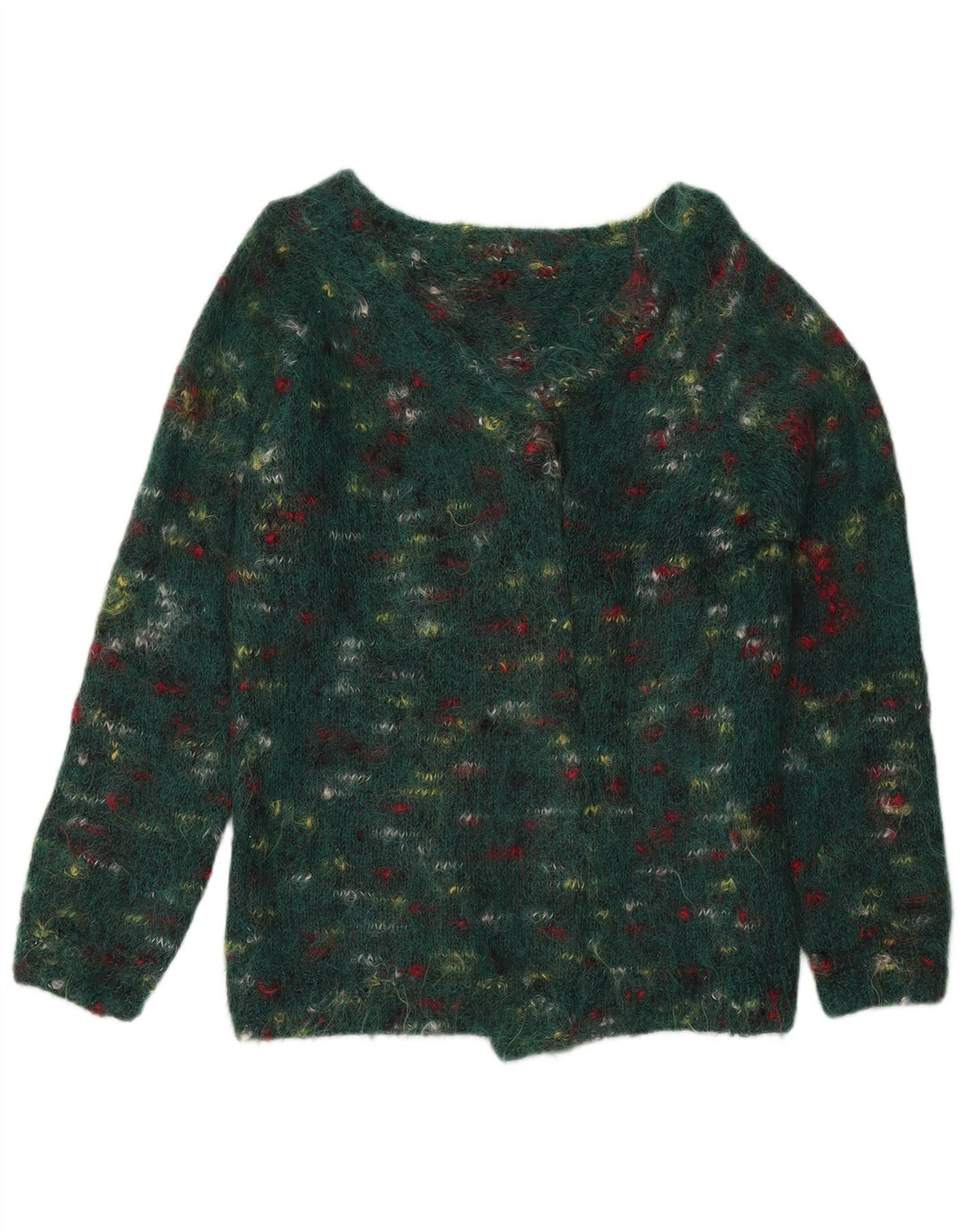 Sweter damski w stylu vintage UK 14, średni, zielony, nakrapiany