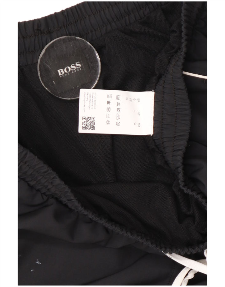 Męskie spodenki sportowe Hugo Boss z grafiką, duże, czarne, poliestrowe