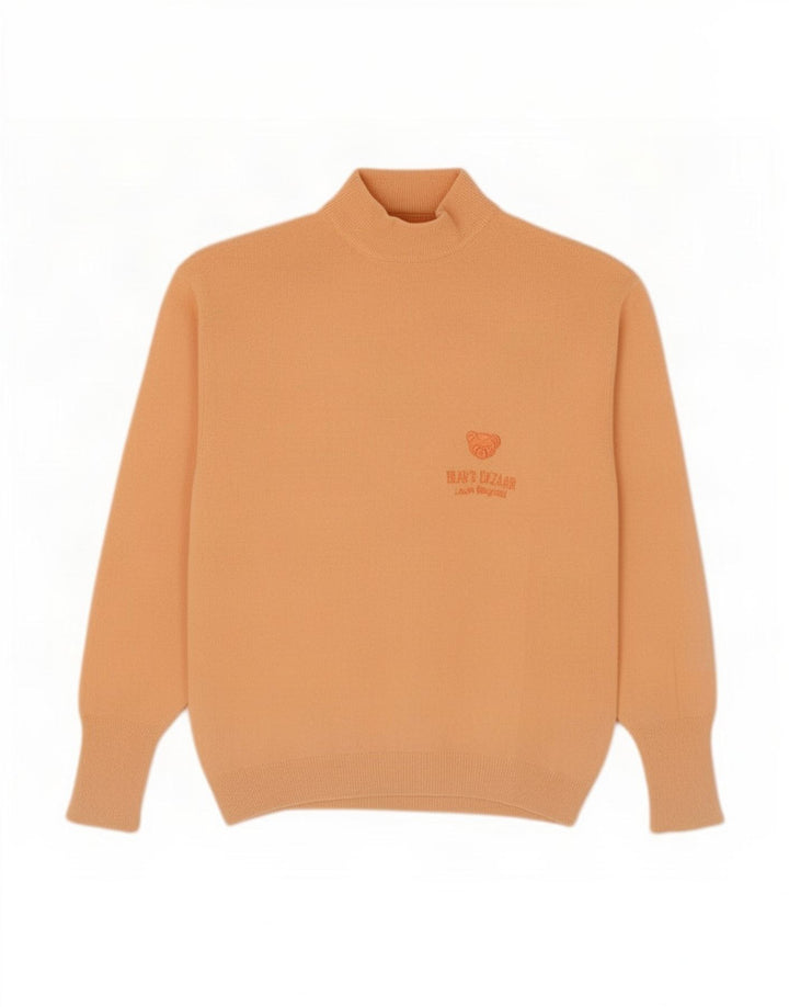 Sweter damski w stylu vintage z golfem IT 44 Średnia pomarańczowa wełna