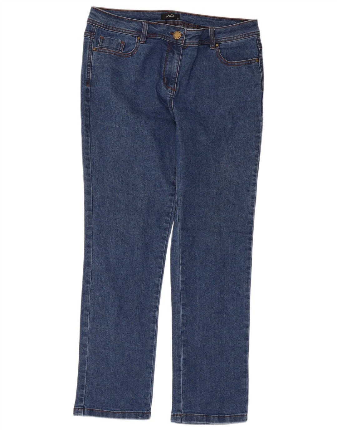 Damskie jeansy M&Co Slim UK 12 Medium W34 L28 Niebieskie bawełniane