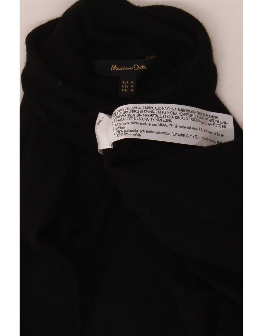 Sweter damski Massimo Dutti z wywijanym dekoltem UK 14, średnia czarna wełna