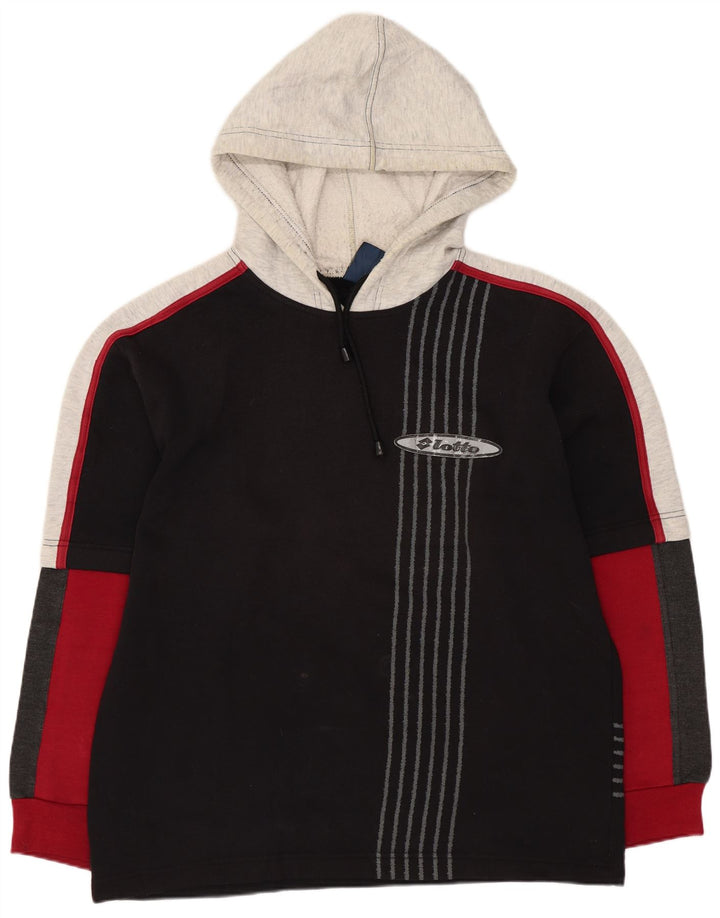 Męski sweter z kapturem Lotto UK 38/40 Średni czarny poliester z blokami kolorów