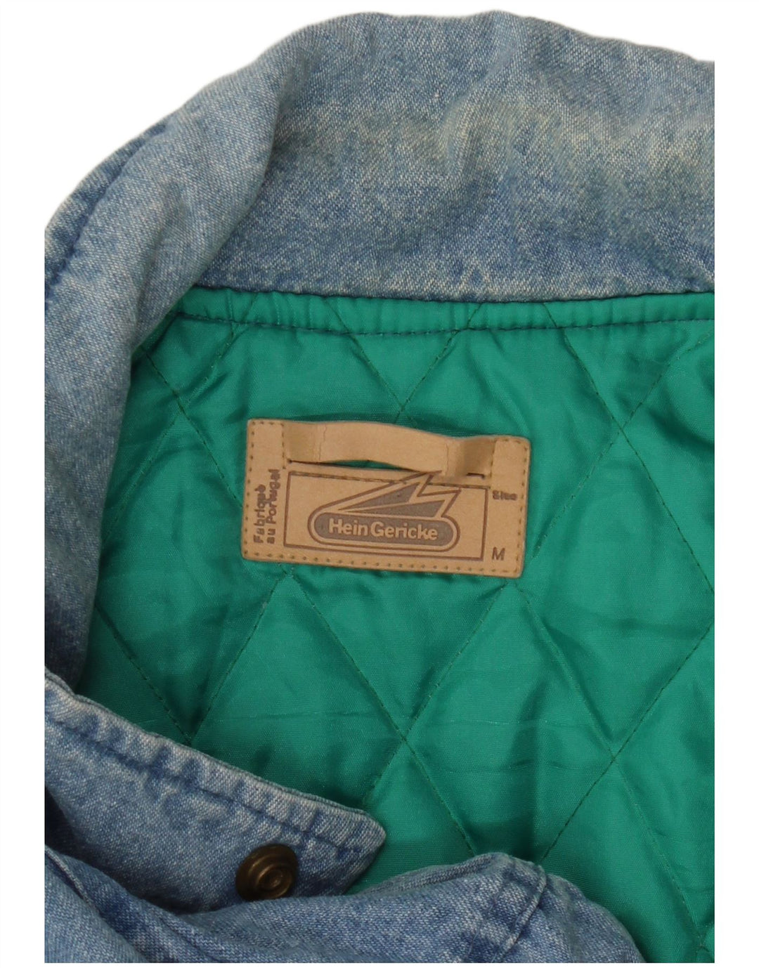 HEIN GERICKE Męska wojskowa kurtka dżinsowa o luźnym kroju UK 38, średnia niebieska bawełna