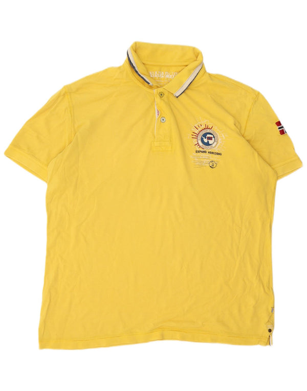 Męska koszulka polo Napapijri Geographic Graphic, 3XL, żółta, bawełniana