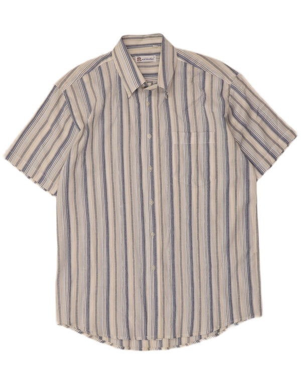 Koszula męska z krótkim rękawem w stylu vintage, rozmiar 16 41, duże, wielokolorowe paski