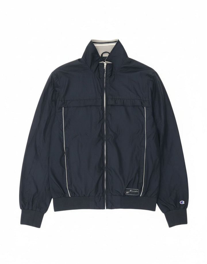 CHAMPION Mens Bomber Jacket UK 42 XL Navy Blue Polyester