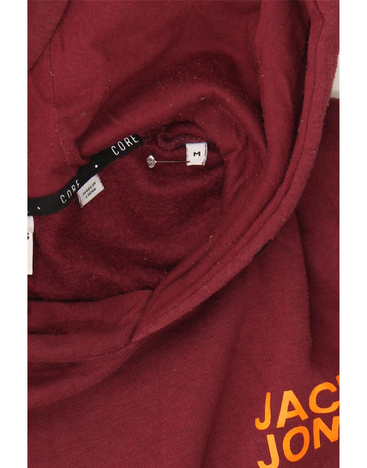 JACK & JONES Mens Core Hoodie Jumper Medium Burgundy Colourblock Polyester Vintage Jack & Jones and Second-Hand Jack & Jones from Messina Hembry 
