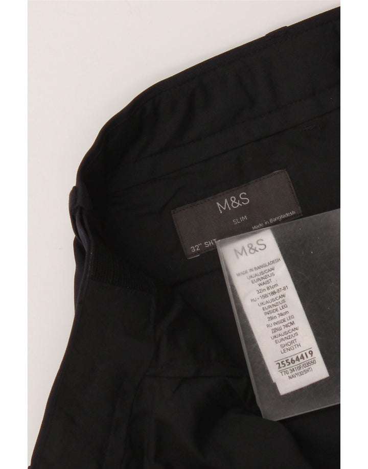 Męskie spodnie typu slim chino Marks & Spencer W32 L29 Granatowy poliester