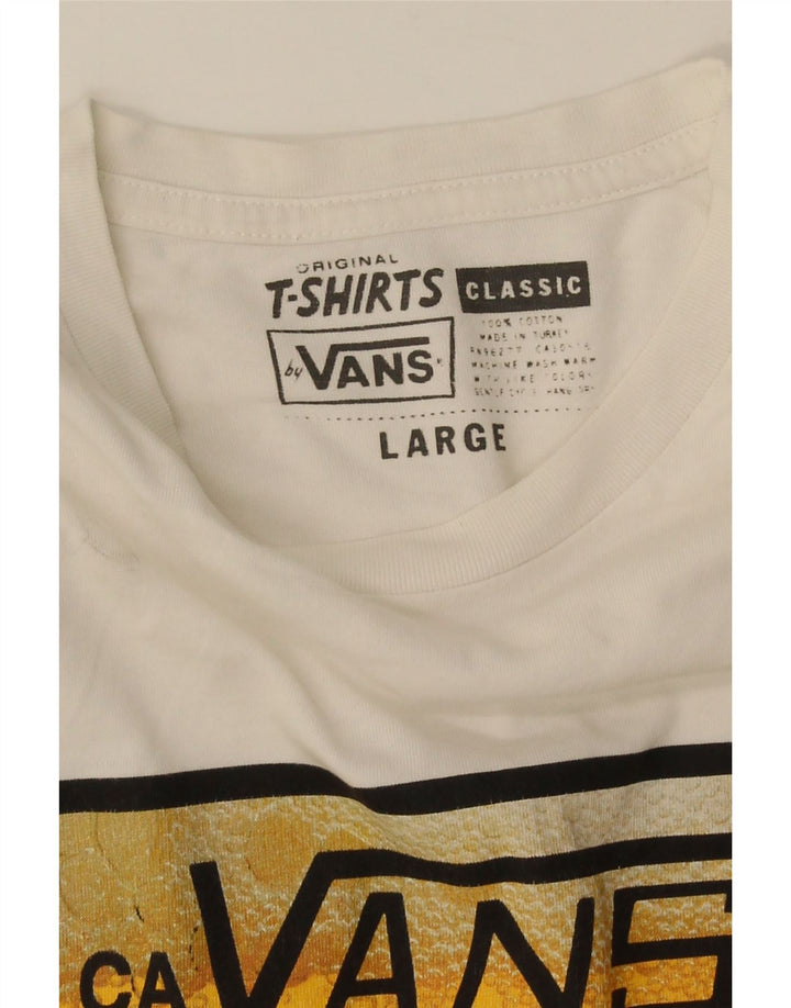 Męski T-shirt z grafiką Vans, duży, biały, bawełniany