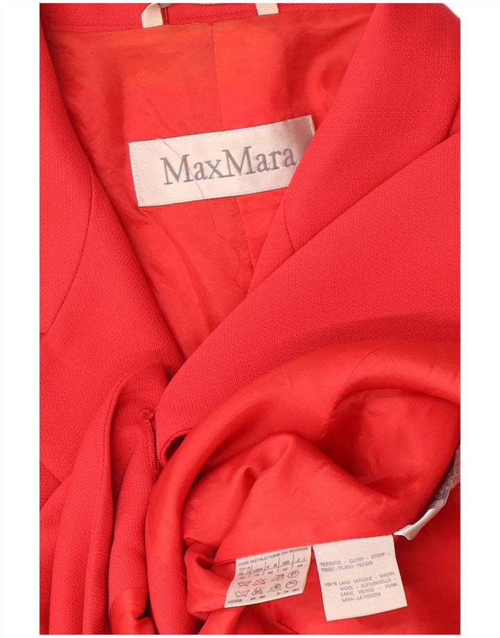 Damska marynarka zapinana na 3 guziki Max Mara UK 12 Średnia czerwona wełna