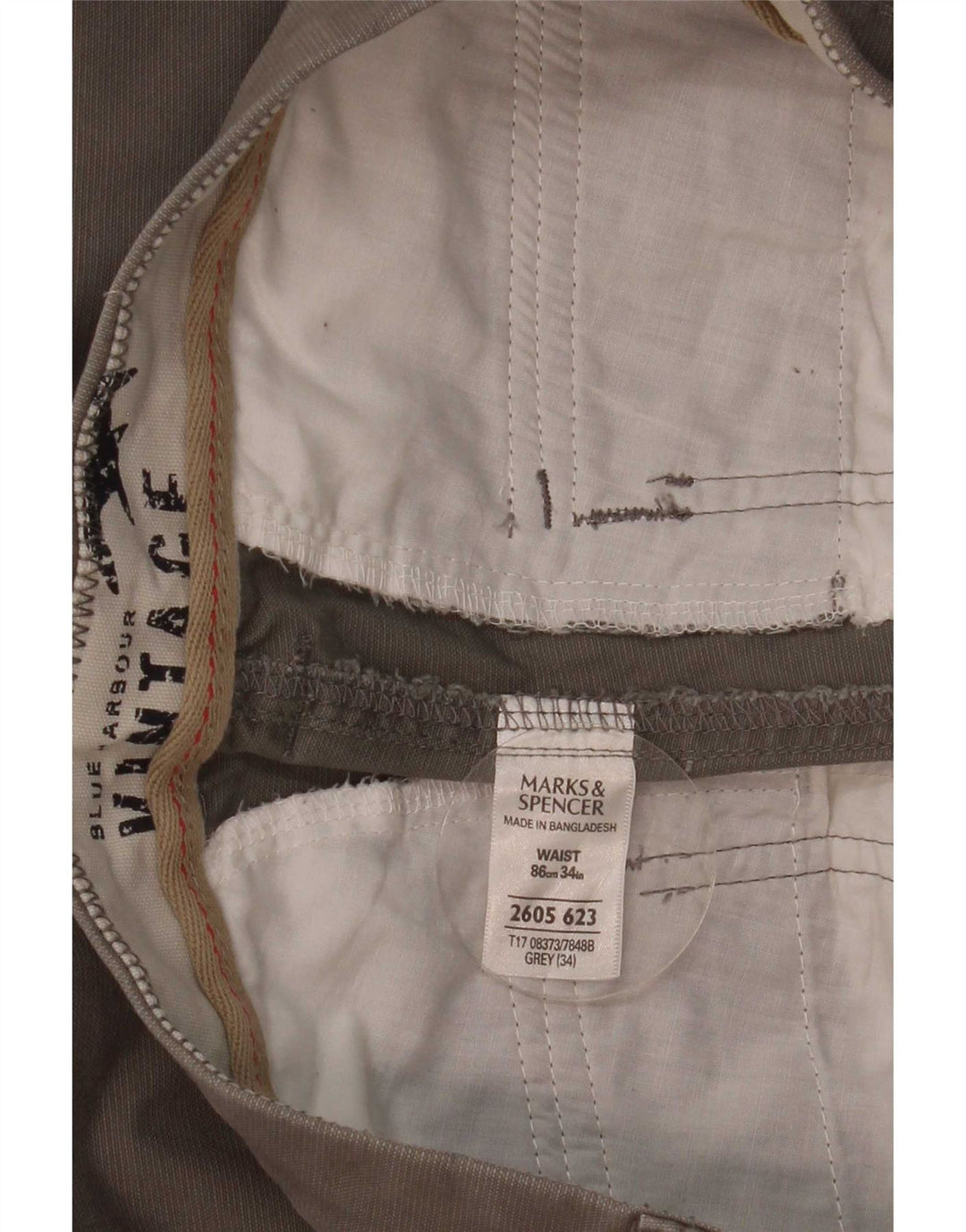 Marks & Spencer Męskie bermudy w stylu vintage W32 Średnioszare bawełniane