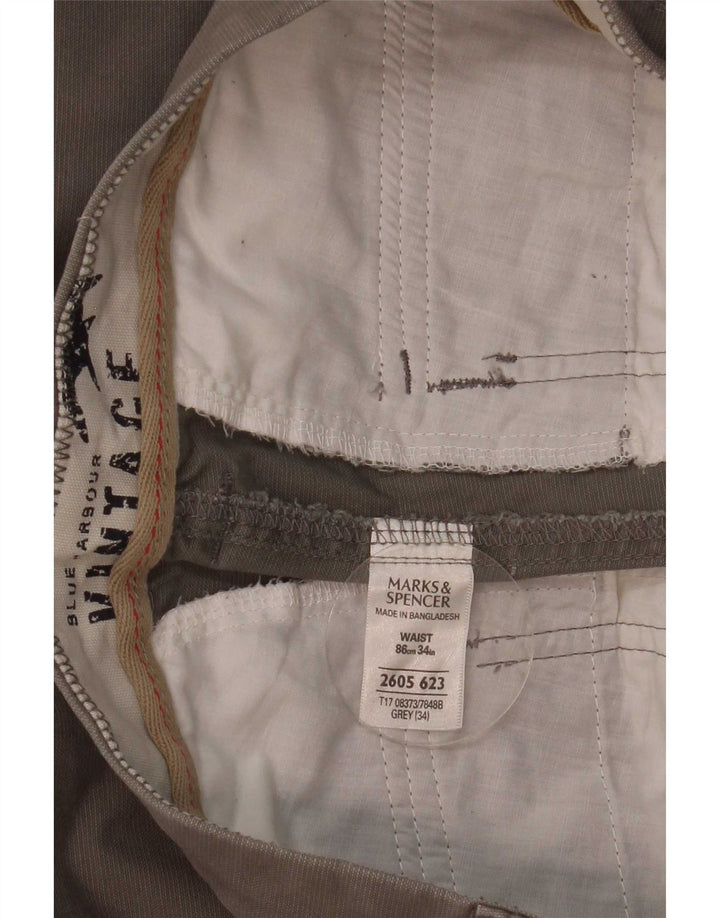 Marks & Spencer Męskie bermudy w stylu vintage W32 Średnioszare bawełniane