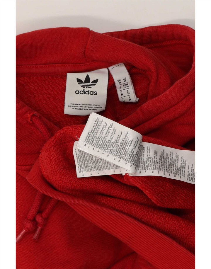 Adidas Męska bluza z kapturem, średnia czerwona, bawełniana