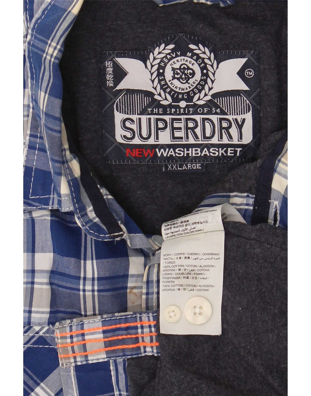 Koszula męska Superdry 2XL, bawełniana niebieska kratka