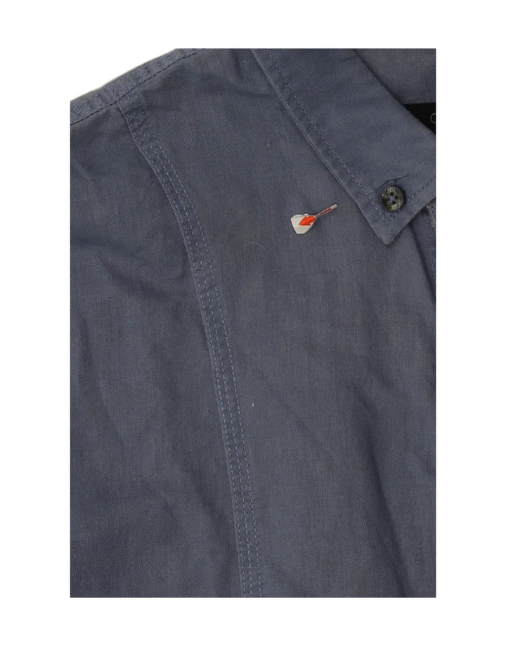 CALVIN KLEIN JEANS Mens Short Sleeve Shirt Small Blue Linen Vintage Calvin Klein Jeans and Second-Hand Calvin Klein Jeans from Messina Hembry 