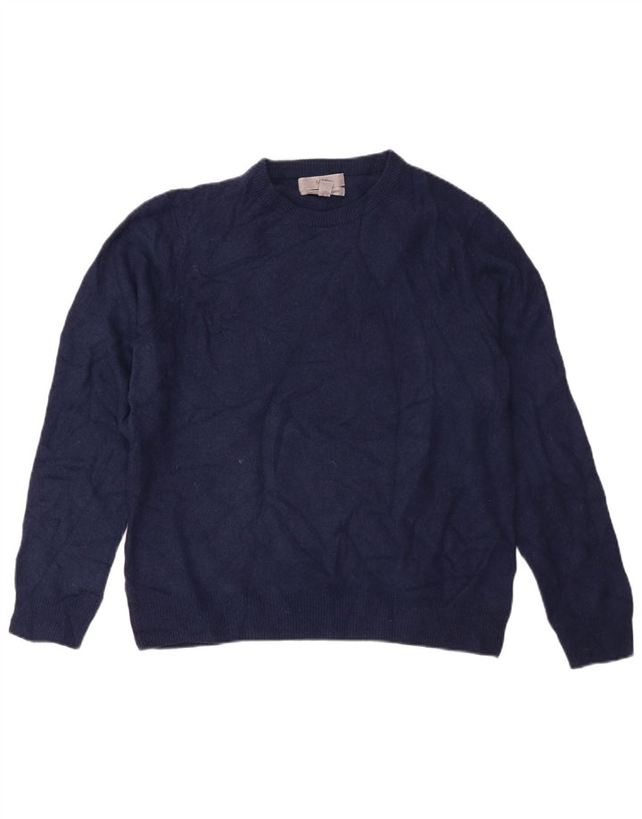 Marks & Spencer Damski sweter z okrągłym dekoltem UK 16, duży, niebieski z owczej wełny