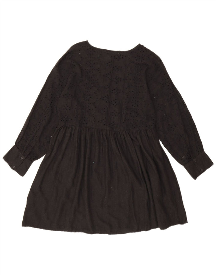Sukienka podstawowa damska Zara z długim rękawem, oversize UK 10, mała, czarna, w kwiaty