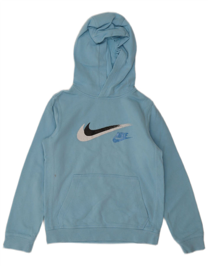 Chłopięcy sweter z kapturem Nike z grafiką 10-11 lat, średni niebieski, bawełniany