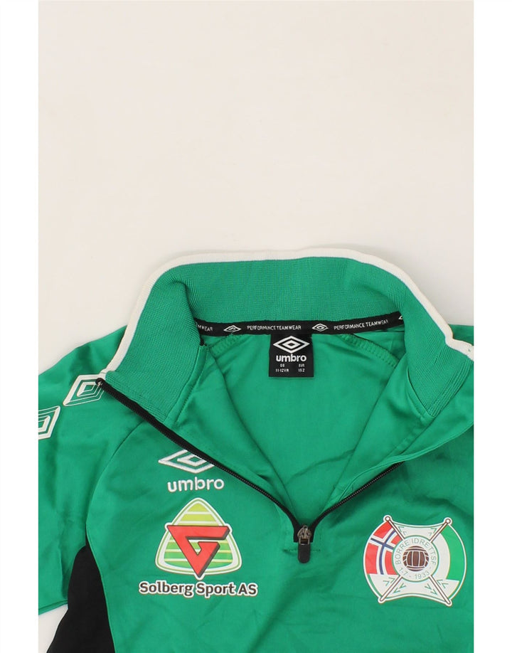 UMBRO Boys Graphic Pullover Tracksuit Top 11-12 Years Green Colourblock Vintage Umbro and Second-Hand Umbro from Messina Hembry 