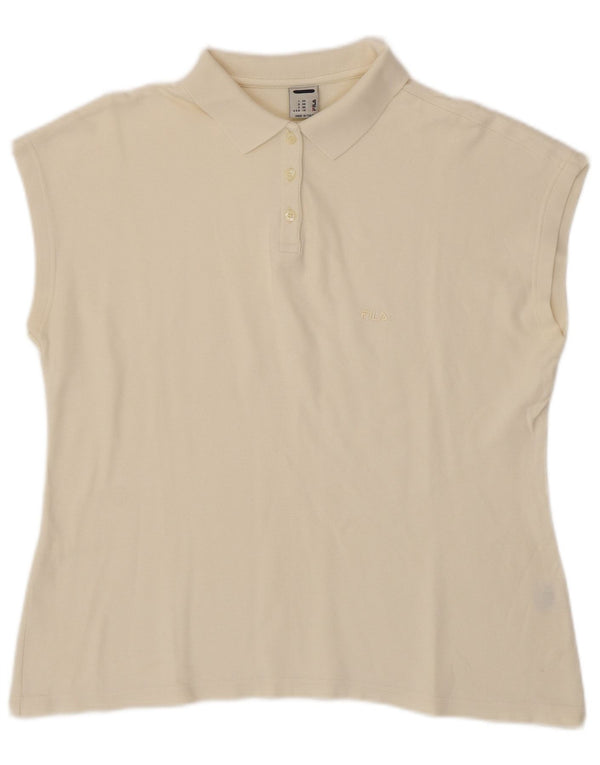 Damska koszulka polo bez rękawów FILA IT 54 2XL biała bawełna