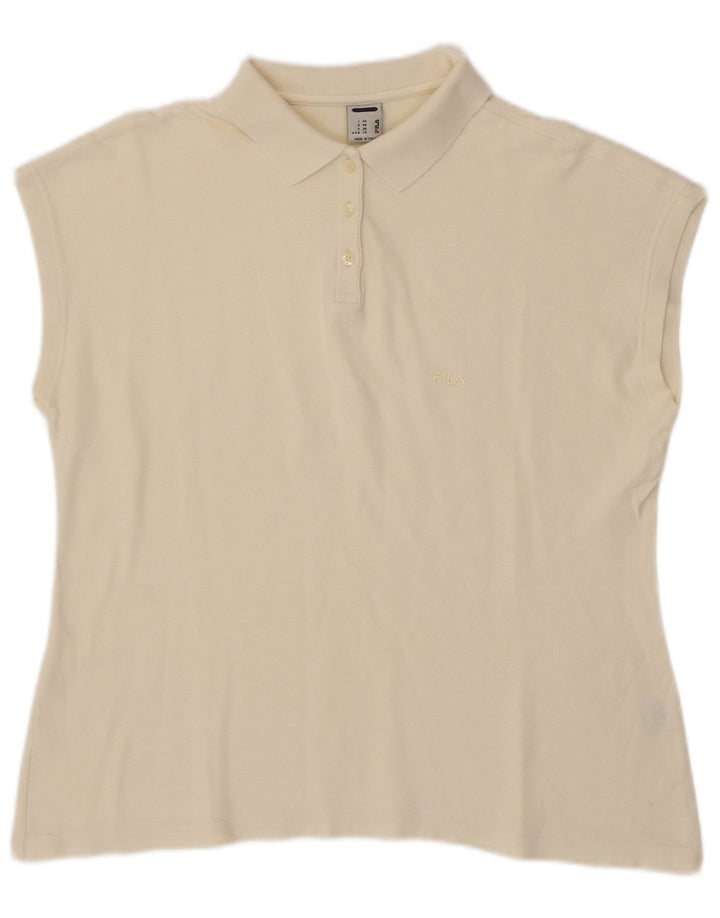 Damska koszulka polo bez rękawów FILA IT 54 2XL biała bawełna